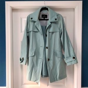 London Fog seafoam blue rain coat